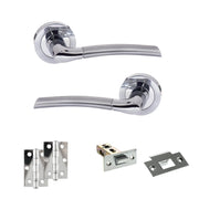 Atlantic Eco Swell Door Handle Pack (Latch Set - 2.5" Latch, 3" Hinges x2) - Satin Chrome/Polished Chrome
