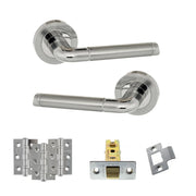 Atlantic Eco Ocean Door Handle Pack (Latch Set - 3" CE Latch, 3" Fire Rated Hinges x3) - Satin Chrome/Polished Chrome