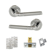 Atlantic Eco Ocean Door Handle Pack (Latch Set - 2.5" CE Latch, 4" Slim Knuckle Hinges x2) - Satin Chrome/Polished Chrome