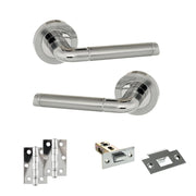 Atlantic Eco Ocean Door Handle Pack (Latch Set - 2.5" Latch, 3" Hinges x2) - Satin Chrome/Polished Chrome