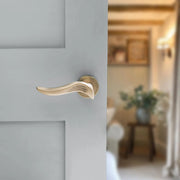 Atlantic Old English Oxford Door Handle Pack (Bathroom Set - 3" CE Bathroom Lock, 4" Slim Knuckle Hinges x2) - Matt Antique Brass