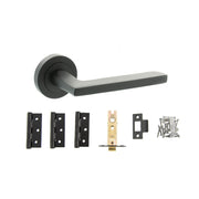Atlantic STATUS Alaska Door Handle Pack (Latch Set - 2.5" CE Latch, 3" Fire Rated Hinges x3) - Matt Black