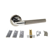 Atlantic STATUS Tennessee Door Handle Pack (Latch Set - 3" CE Latch, 3" Fire Rated Hinges x3) - Black Nickel/Polished Chrome