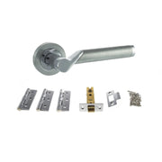 Atlantic STATUS Hawaii Door Handle Pack (Latch Set - 2.5" CE Latch, 3" Fire Rated Hinges x3) - Satin Chrome/Polished Chrome