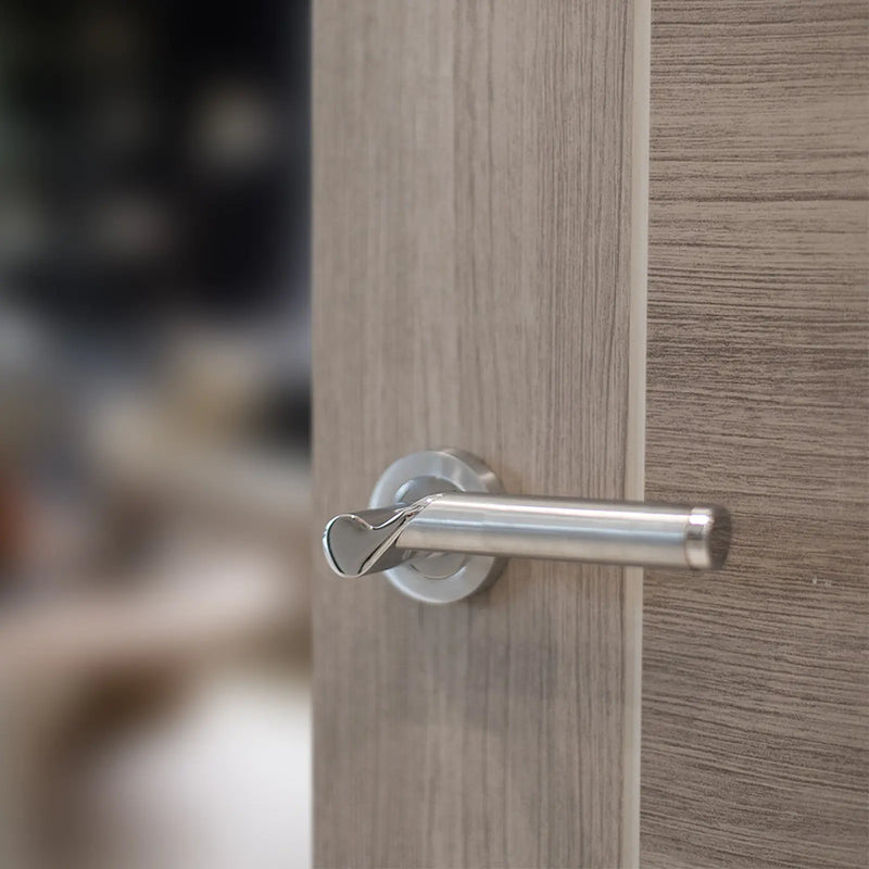Atlantic STATUS Hawaii Door Handle Pack (Latch Set - 3" CE Latch, 3" Fire Rated Hinges x3) - Satin Chrome/Polished Chrome