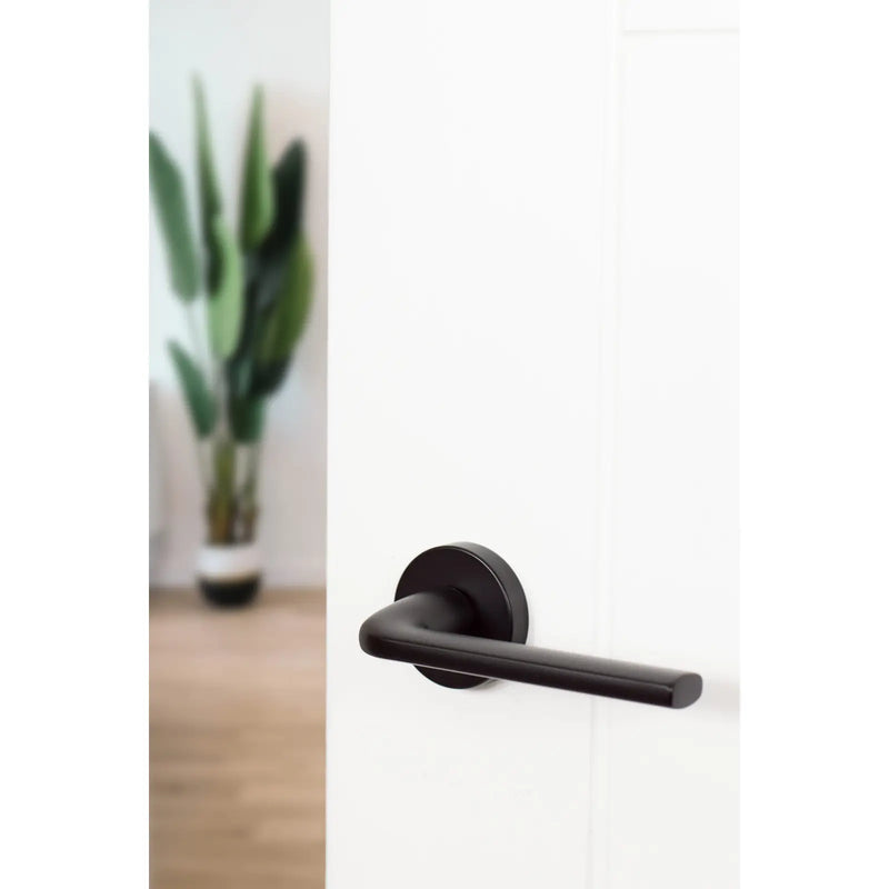 Atlantic CleanTouch Anti-Bac Forme Asti Lever Door Handle on Minimal Round Rose - Matt Black