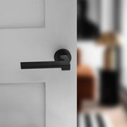 Atlantic Forme Ginevra Lever Door Handle on Minimal Round Rose - Matt Black