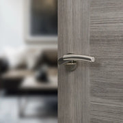 Atlantic Mediterranean Messina Lever Door Handle on Round Rose - Satin Nickel/Polished Nickel