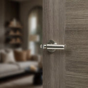 Atlantic Mediterranean Palermo Lever Door Handle on Round Rose - Satin Nickel/Polished Nickel