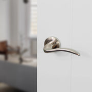 Atlantic Mediterranean Valencia Lever Door Handle on Round Rose - Satin Nickel/Polished Nickel