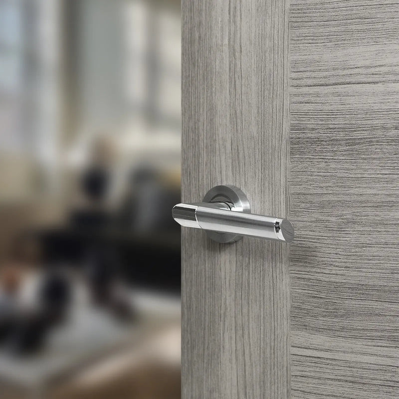 Atlantic Mediterranean Santorini Lever Door Handle on Round Rose - Satin Chrome/Polished Chrome