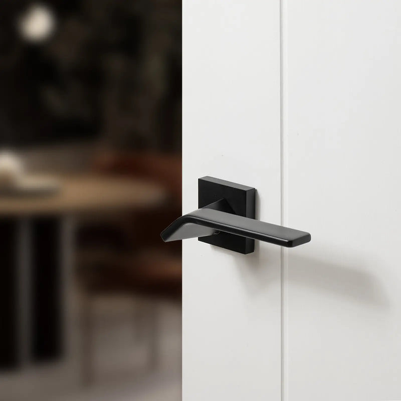 Atlantic Oro & Oro Frana Lever Door Handle on Square Rose - Matt Black
