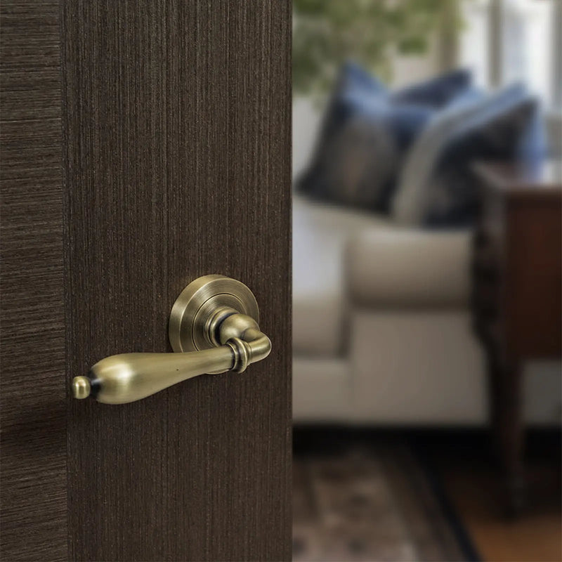 Atlantic Old English Wrexham Lever Door Handle on Round Rose - Matt Antique Brass