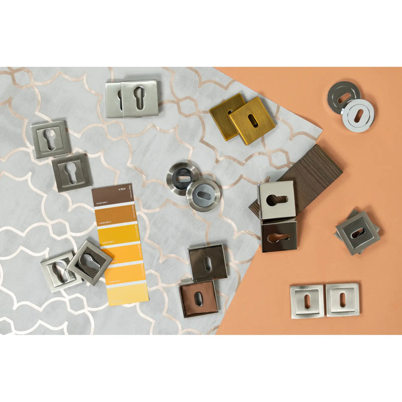 Atlantic Senza Pari Euro Escutcheons on Square Rose - Satin Nickel