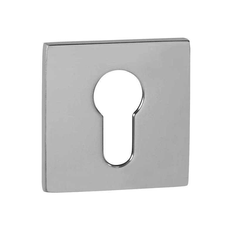 Atlantic Tupai Rapido 5S Line Euro Escutcheons on 5mm Slimline Square Rose - Bright Polished Chrome