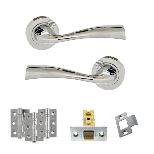 Atlantic Eco Wave Door Handle Pack (Latch Set - 2.5" CE Latch, 3" Fire Rated Hinges x3)