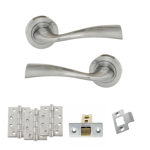 Atlantic Eco Wave Door Handle Pack (Latch Set - 2.5" CE Latch, 4" Fire Rated Hinges x3)