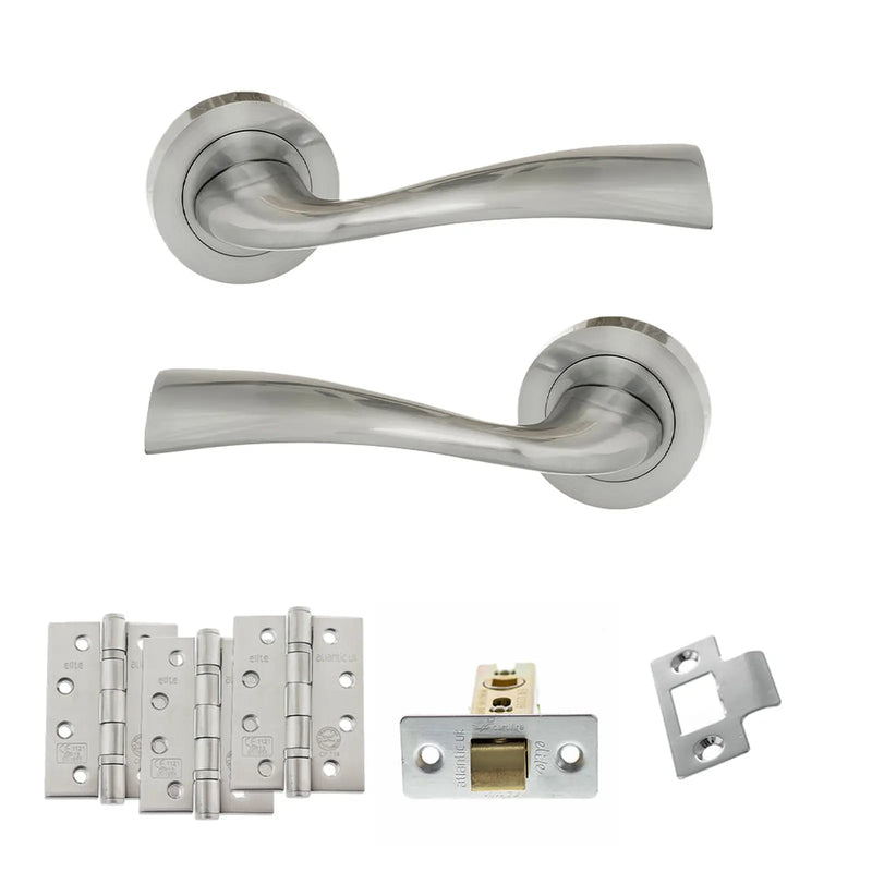 Atlantic Eco Wave Door Handle Pack (Latch Set - 2.5" CE Latch, 4" Fire Rated Hinges x3)