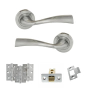 Atlantic Eco Wave Door Handle Pack (Latch Set - 3" CE Latch, 3" Fire Rated Hinges x3)
