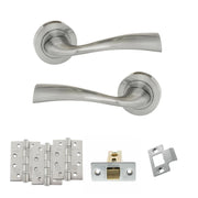 Atlantic Eco Wave Door Handle Pack (Latch Set - 3" CE Latch, 4" Fire Rated Hinges x3)