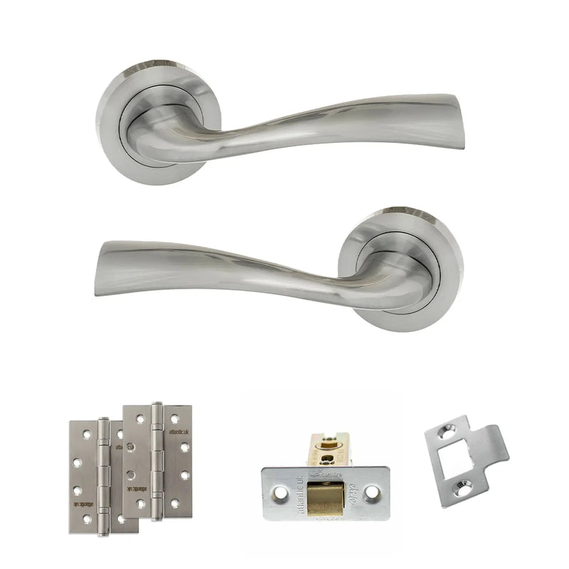 Atlantic Eco Wave Door Handle Pack (Latch Set - 3" CE Latch, 4" Slim Knuckle Hinges x2)