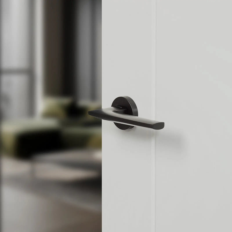 Atlantic Forme Boston Lever Door Handle on Minimal Round Rose