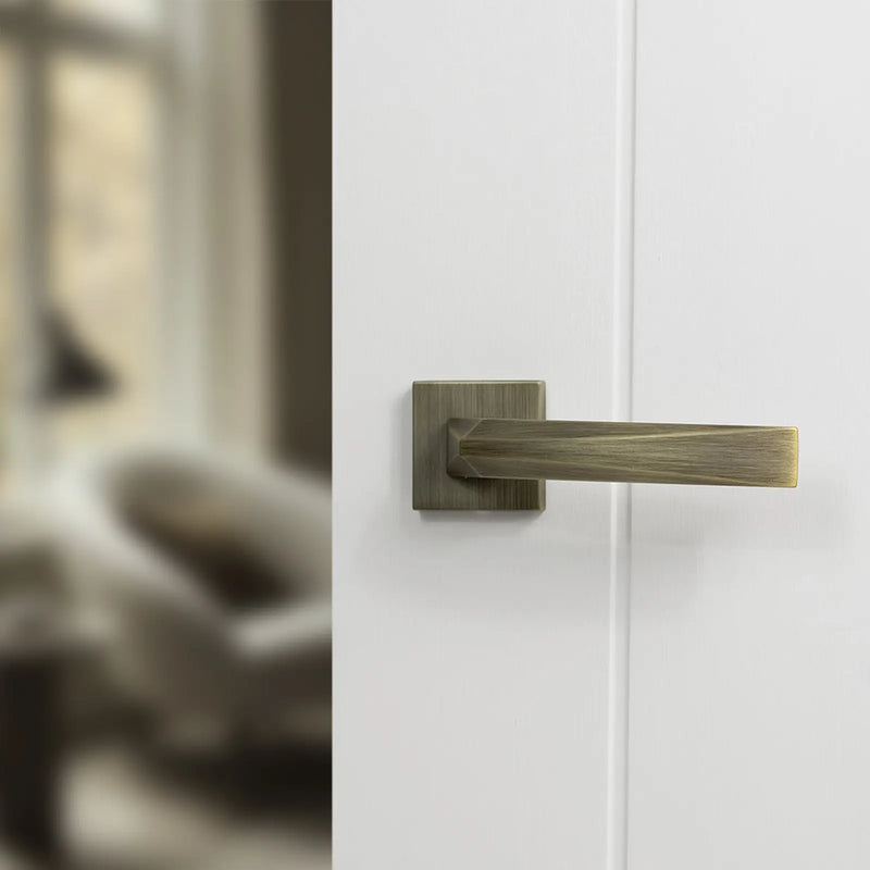 Atlantic Forme Crystal Lever Door Handle on Minimal Square Rose