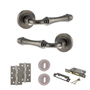 Atlantic Old English Durham Door Handle Pack (3 Lever Lock Set - 3" CE Sashlock, 4" Slim Knuckle Hinges x2)