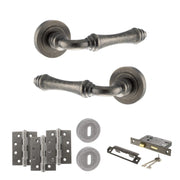 Atlantic Old English Durham Door Handle Pack (3 Lever Lock Set - 2.5" CE Sashlock, 4" Fire Rated Hinges x3)