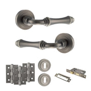Atlantic Old English Durham Door Handle Pack (3 Lever Lock Set - 2.5" CE Sashlock, 3" Fire Rated Hinges x3)