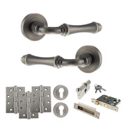 Atlantic Old English Durham Door Handle Pack (Euro Lock Set - 3" CE Sashlock, 4" Fire Rated Hinges x3)