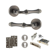 Atlantic Old English Durham Door Handle Pack (Euro Lock Set - 2.5" CE Sashlock, 4" Slim Knuckle Hinges x2)