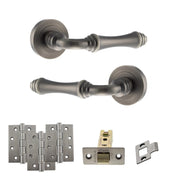 Atlantic Old English Durham Door Handle Pack (Latch Set - 3" CE Latch, 4" Fire Rated Hinges x3)