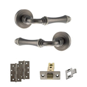 Atlantic Old English Durham Door Handle Pack (Latch Set - 3" CE Latch, 4" Slim Knuckle Hinges x2)