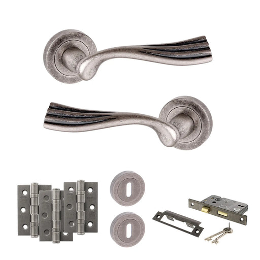 Atlantic Old English Richmond Door Handle Pack (3 Lever Lock Set - 3" CE Sashlock, 3" Fire Rated Hinges x3)