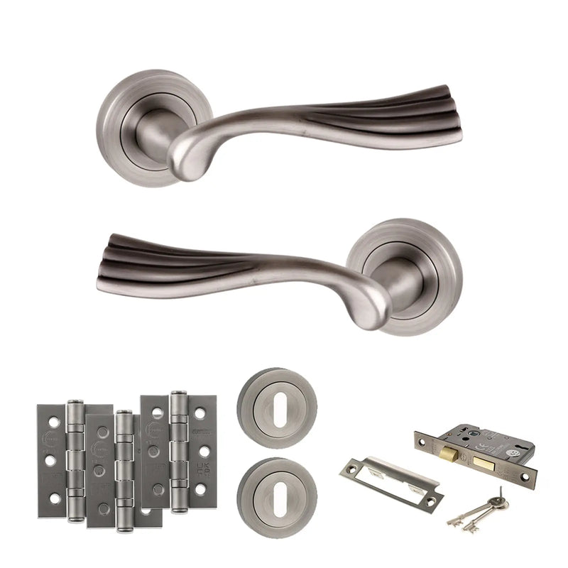 Atlantic Old English Richmond Door Handle Pack (3 Lever Lock Set - 3" CE Sashlock, 3" Fire Rated Hinges x3)