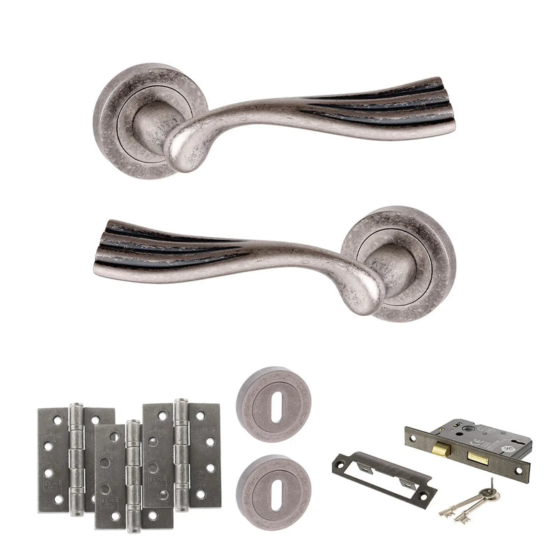 Atlantic Old English Richmond Door Handle Pack (3 Lever Lock Set - 3" CE Sashlock, 4" Fire Rated Hinges x3)