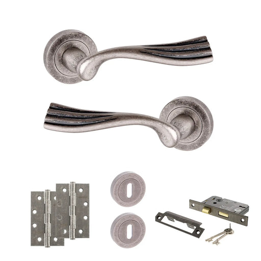 Atlantic Old English Richmond Door Handle Pack (3 Lever Lock Set - 2.5" CE Sashlock, 4" Slim Knuckle Hinges x2)