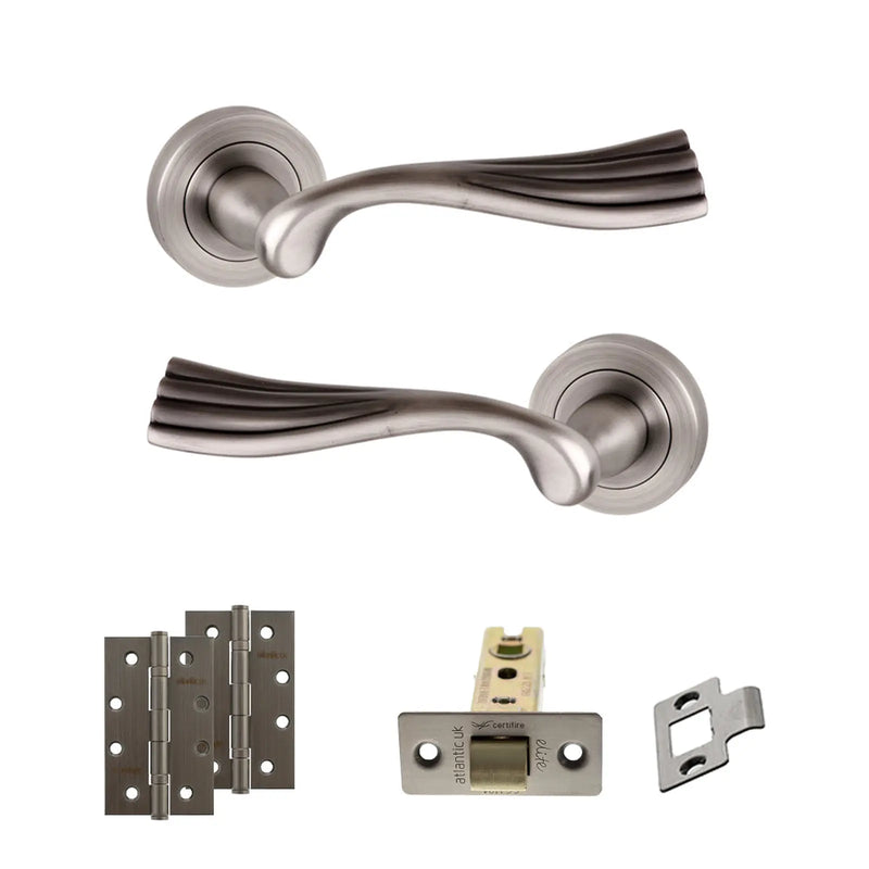 Atlantic Old English Richmond Door Handle Pack (Latch Set - 3" CE Latch, 4" Slim Knuckle Hinges x2)