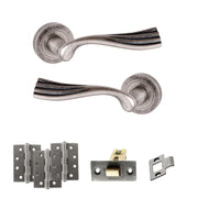 Atlantic Old English Richmond Door Handle Pack (Latch Set - 3" CE Latch, 4" Fire Rated Hinges x3)