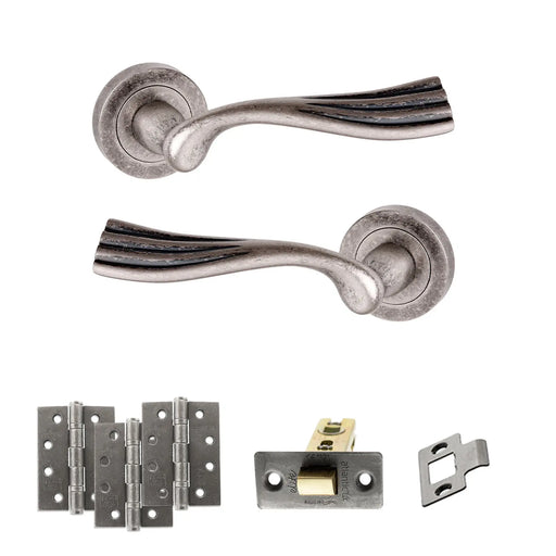 Atlantic Old English Richmond Door Handle Pack (Latch Set - 3" CE Latch, 4" Fire Rated Hinges x3)