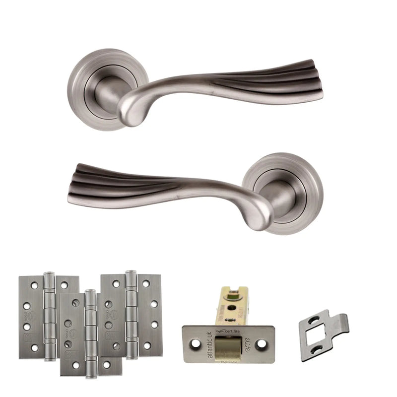 Atlantic Old English Richmond Door Handle Pack (Latch Set - 3" CE Latch, 4" Fire Rated Hinges x3)