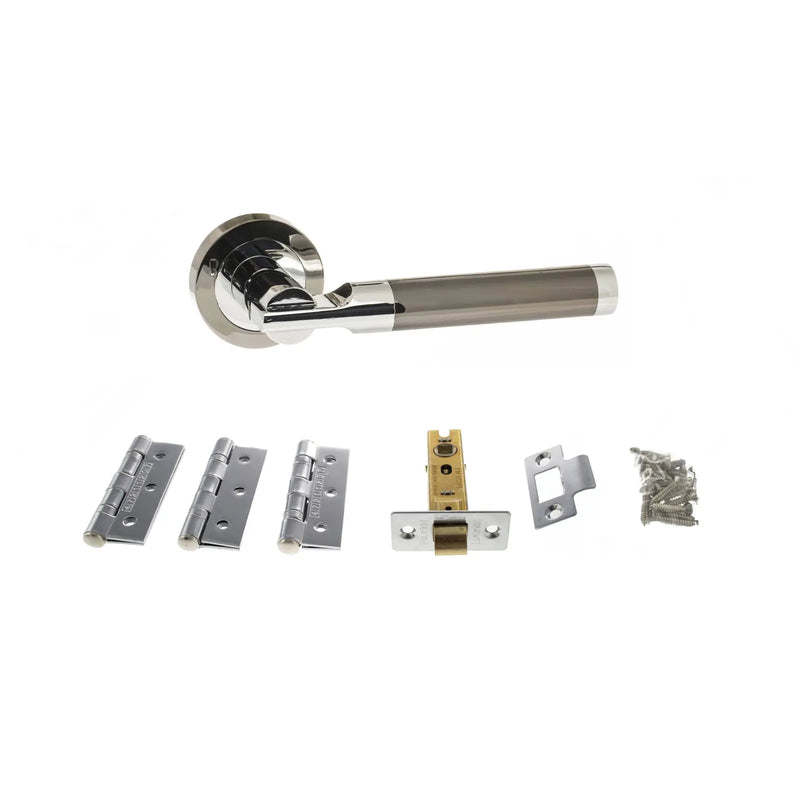 Atlantic STATUS Dakota Door Handle Pack (Latch Set - 2.5" CE Latch, 3" Fire Rated Hinges x3)