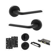 Atlantic Eco Surf Door Handle Pack (Bathroom Set - 2.5" CE Bathroom Lock, 4" Slim Knuckle Hinges x2)