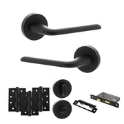 Atlantic Eco Surf Door Handle Pack (Bathroom Set - 2.5" CE Bathroom Lock, 4" Fire Rated Hinges x3)
