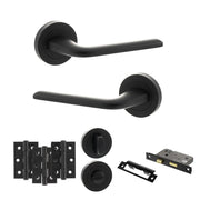 Atlantic Eco Surf Door Handle Pack (Bathroom Set - 3" CE Bathroom Lock, 3" Fire Rated Hinges x3)