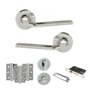Atlantic Eco Surf Door Handle Pack (Bathroom Set - 3" CE Bathroom Lock, 3" Fire Rated Hinges x3)