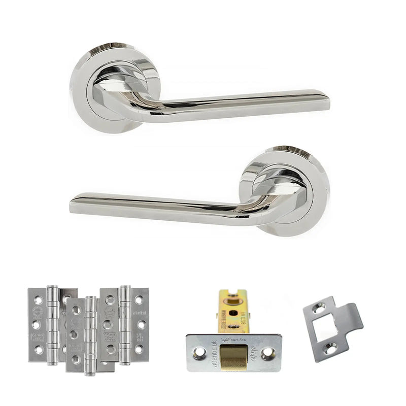 Atlantic Eco Surf Door Handle Pack (Latch Set - 2.5" CE Latch, 3" Fire Rated Hinges x3)