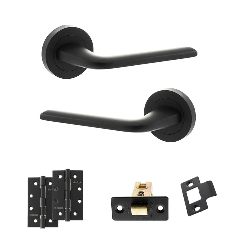 Atlantic Eco Surf Door Handle Pack (Latch Set - 2.5" CE Latch, 4" Slim Knuckle Hinges x2)