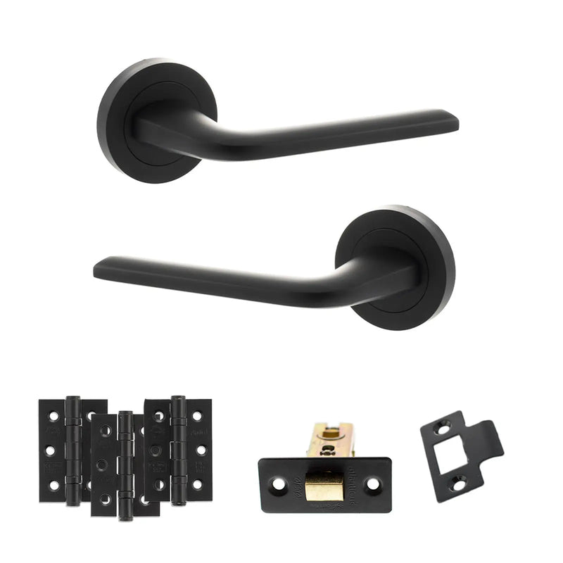 Atlantic Eco Surf Door Handle Pack (Latch Set - 3" CE Latch, 3" Fire Rated Hinges x3)